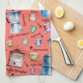 Kaffeespresso-Tassen in Aquarellfarbe, Tasse-Töpfc Geschirrtuch (Viertel Falte)