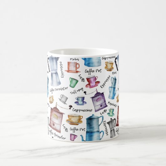 Kaffeespresso-Tassen in Aquarellfarbe, Tasse-Töpfc Kaffeetasse (Mittel)