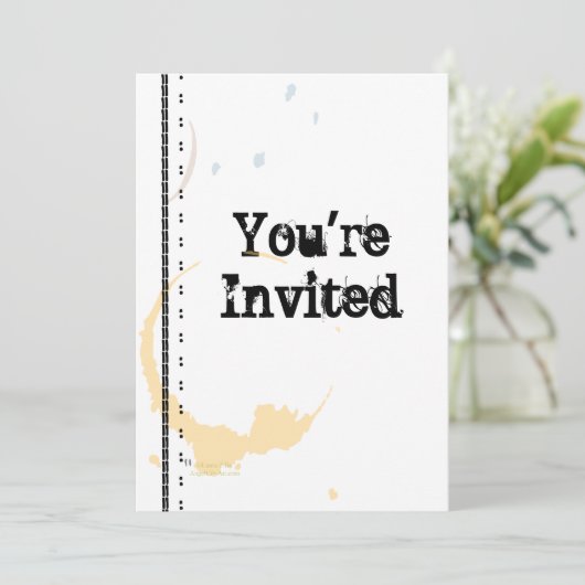 Kaffeestain Grungy Custom Party Einladung (Stehend Vorderseite)