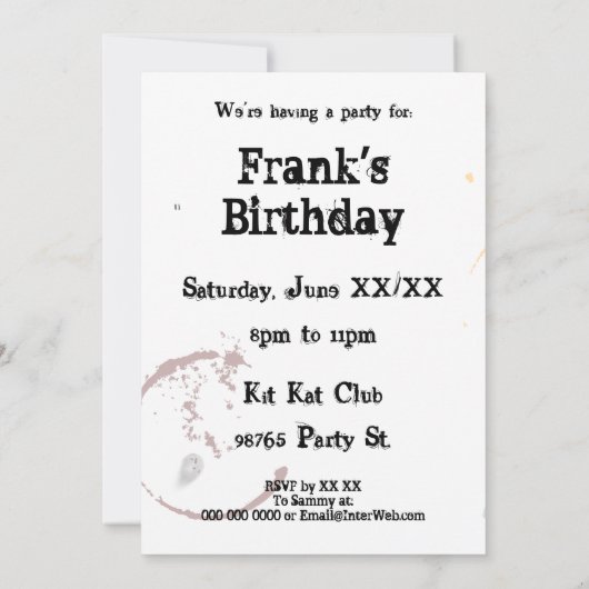 Kaffeestain Grungy Custom Party Einladung (Rückseite)