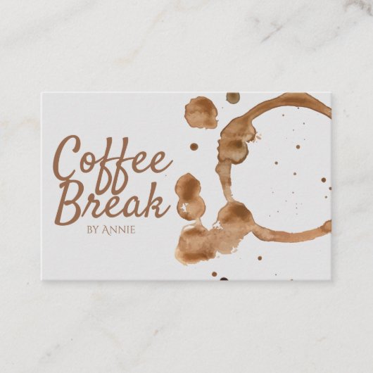 Kaffeestain und -bohnen visitenkarte (Vorderseite)