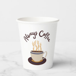 Kaffeestrecken immer heiß mit weißem Hintergrund Pappbecher