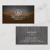 Kaffeestube-elegantes hölzernes Monogramm Visitenkarte (Vorne/Hinten)
