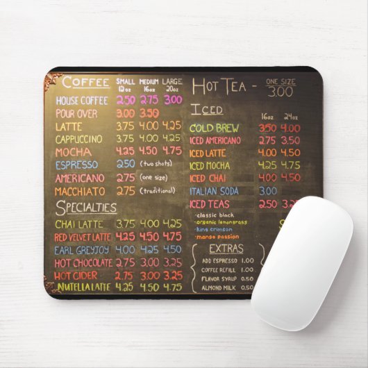 Kaffeestube-Menü-Brett - Mausunterlage Mousepad (Mit Mouse)
