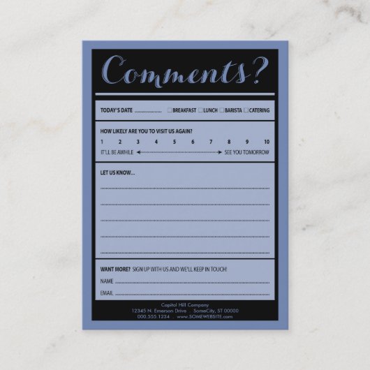 Kaffeestubekommentarkarte Visitenkarte (Vorderseite)