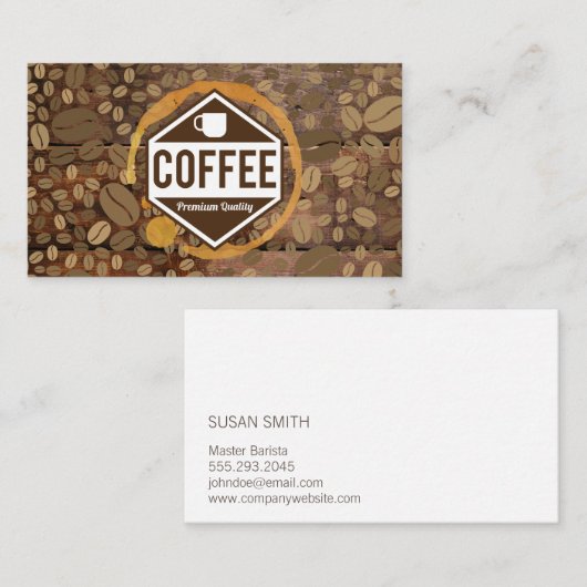 Kaffeestück | Coffee Shop Barista Holz Trim Visitenkarte (Vorne/Hinten)