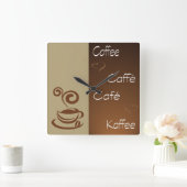 Kaffeestunde Quadratische Wanduhr (Zuhause)