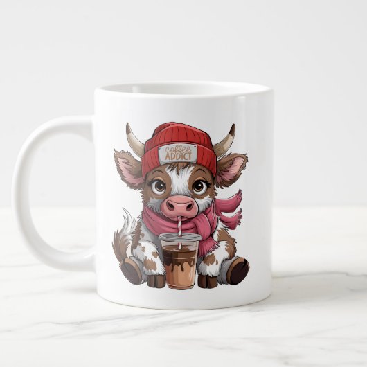 Kaffeesüchtige Kuh Jumbo-Tasse (Links)