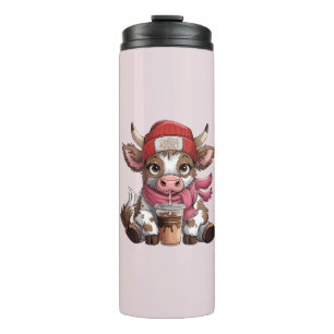 Kaffeesüchtige Kuh Thermosbecher