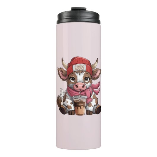 Kaffeesüchtige Kuh Thermosbecher (Vorderseite)
