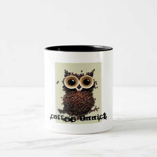 Kaffeesüchtigeule Zweifarbige Tasse (Mittel)