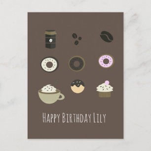 Kaffeesüßigkeiten Alles Gute zum Geburtstag Namens Postkarte