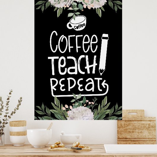 Kaffeetablett Wiederholung Plakat (Küche)