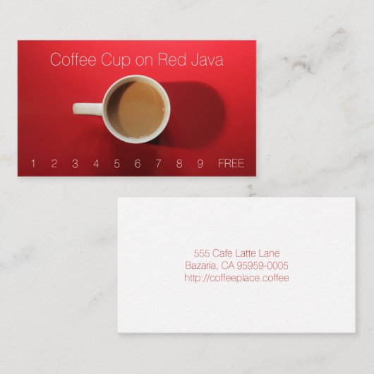 Kaffeetasse auf roter Tabelle Visitenkarte (Vorne/Hinten)