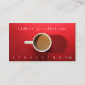 Kaffeetasse auf roter Tabelle Visitenkarte (Vorderseite)