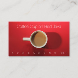 Kaffeetasse auf roter Tabelle Visitenkarte