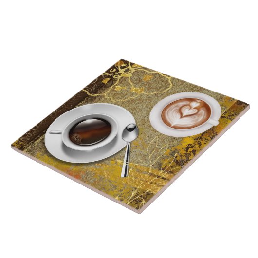 Kaffeetasse Blumengestresstes braunes Gold Fliese (Seite)