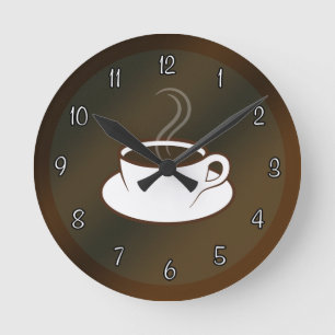 Kaffeetasse-Café-Kaffeestube-mittlere runde Uhr