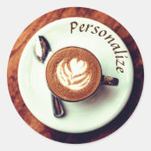 Kaffeetasse Cappuccino braunes, weißes Latte Runder Aufkleber (Vorderseite)