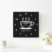 Kaffeetasse Dekoration große quadratische Wanduhr (Zuhause)