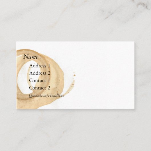 Kaffeetasse-Fleck-Standard Visitenkarte (Vorderseite)