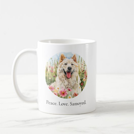 Kaffeetasse – Frieden Liebe Samojede Wasserfarben- (Links)