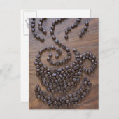 Kaffeetasse illustriert mit Kaffeebohnen Postkarte (Vorne/Hinten)