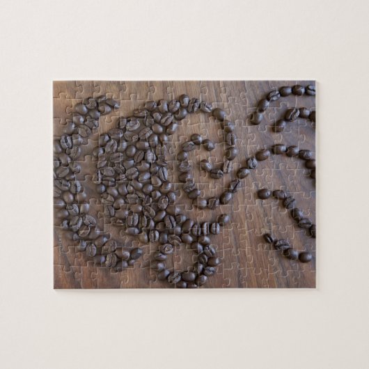 Kaffeetasse illustriert mit Kaffeebohnen Puzzle (Horizontal)