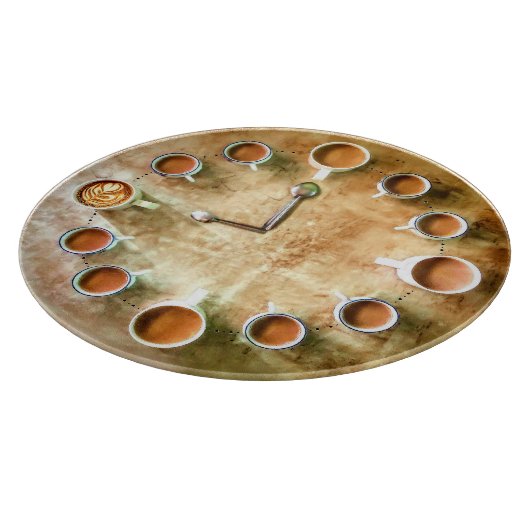 Kaffeetasse Kaffee Uhr rustikal Schneidebrett (Ecke)
