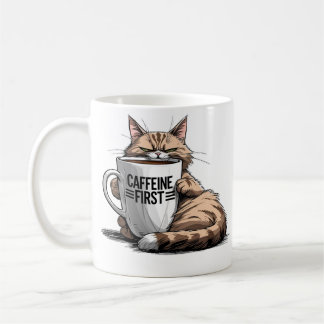 Kaffeetasse 'Kaffee zuerst' für Katzen- und Kaffee