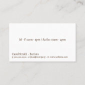 Kaffeetasse | Kaffeebohnen Visitenkarte (Rückseite)