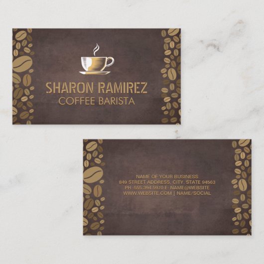 Kaffeetasse | Kaffeebohnen Visitenkarte (Vorne/Hinten)