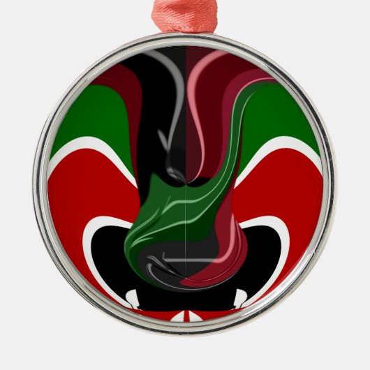 Kaffeetasse Kenya Flagge Hakuna Matata Silbernes Ornament (Vorne)