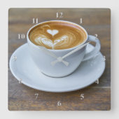 Kaffeetasse Latte Küche Quadratische Wanduhr (Vorderseite)