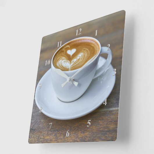 Kaffeetasse Latte Küche Quadratische Wanduhr (Winkel)