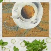 Kaffeetasse, Liebe, Ruhe, Kirsche, Farne Geschirrtuch (Gefaltet)