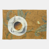 Kaffeetasse, Liebe, Ruhe, Kirsche, Farne Geschirrtuch (Horizontal)