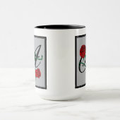Kaffeetasse mit Anfangsbuchstabe A und roten Rosen (Zentrum)