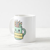 Kaffeetasse mit Bleistiften Leeres Schild Pastell- (Vorderseite Links)