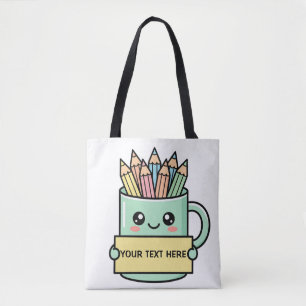 Kaffeetasse mit Bleistiften Leeres Schild Pastell- Tasche