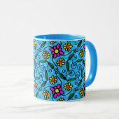Kaffeetasse mit Blumen-Gekritzel (VorderseiteRechts)