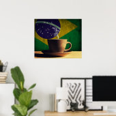 Kaffeetasse mit brasilianischer Flagge Poster (Heimbüro)