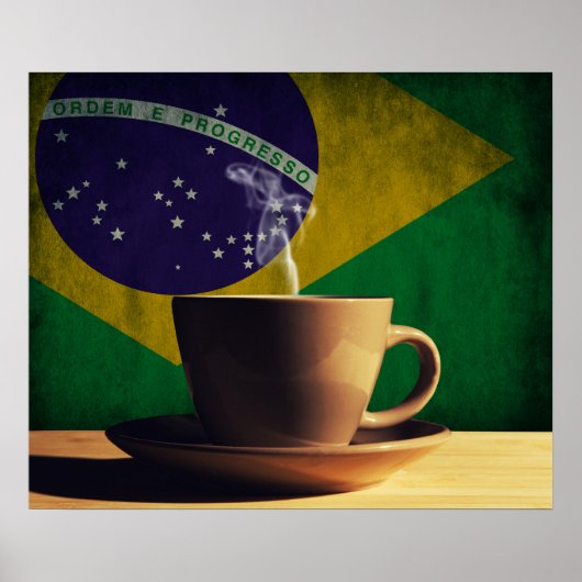 Kaffeetasse mit brasilianischer Flagge Poster (Vorne)