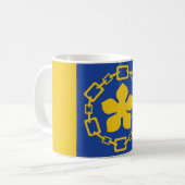 Kaffeetasse mit der Flagge von Hamilton, Ontario (Vorderseite Links)