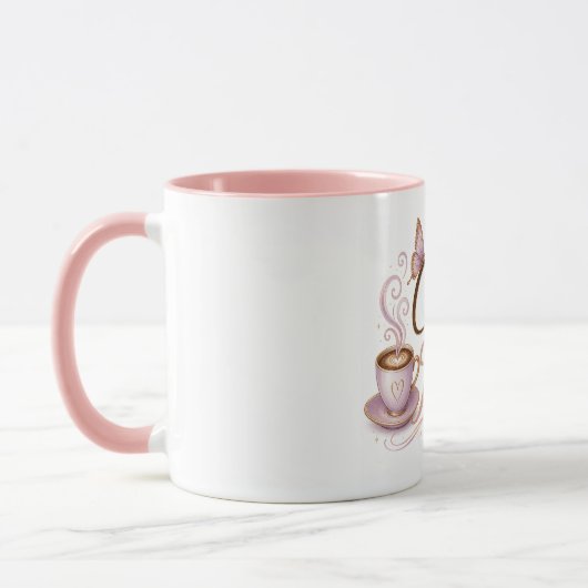 Kaffeetasse mit Design des Kaffee-Pixie (Links)