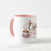 Kaffeetasse mit Design des Kaffee-Pixie (Vorderseite Links)