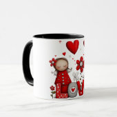 Kaffeetasse mit Design kleines Mädchen mit Lieblin (Vorderseite Links)