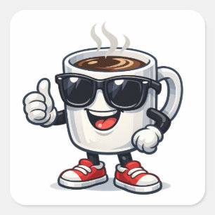 Kaffeetasse mit Energie Quadratischer Aufkleber