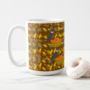Kaffeetasse mit Eule und Herbstkürbissen
