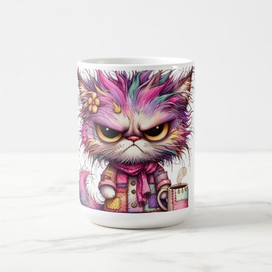 Kaffeetasse mit farbenfrohem Bild einer wütenden K (Mittel)
